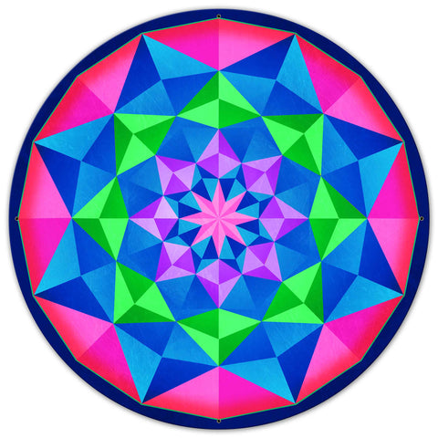 Arabesque Quilt Blue Green Mag 36 x 36 Custom Shape Metal Sign