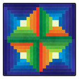 Log Cabin Blue Green Orange 24 x 24 Custom Shape Metal Sign