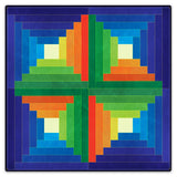 Log Cabin Blue Green Orange 36 x 36 Custom Shape Metal Sign