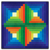 Log Cabin Blue Green Orange 18 x 18 Custom Shape Metal Sign