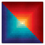 Log Cabin One Square Blue Orange 24 x 24 Custom Shape Metal Sign