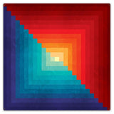 Log Cabin One Square Blue Orange 36 x 36 Custom Shape Metal Sign