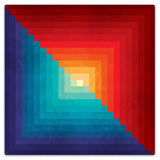 Log Cabin One Square Blue Orange 36 x 36 Custom Shape Metal Sign