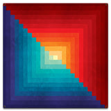 Log Cabin One Square Blue Orange 18 x 18 Custom Shape Metal Sign