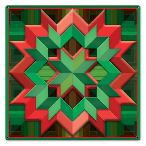 Christmas Colored Box Quilt 24 x 24 Custom Shape Metal Sign