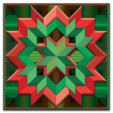 Christmas Colored Box Quilt 18 x 18 Custom Shape Metal Sign
