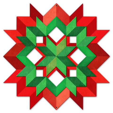 Christmas Quilt Wreath Cutout 24 x 24 Custom Shape Metal Sign