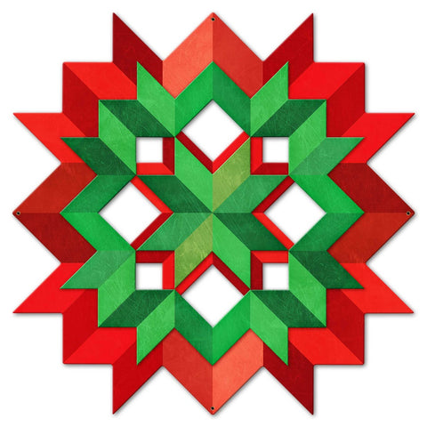Christmas Quilt Wreath Cutout 36 x 36 Custom Shape Metal Sign