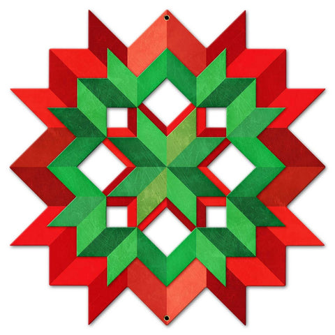 Christmas Quilt Wreath Cutout 18 x 18 Custom Shape Metal Sign