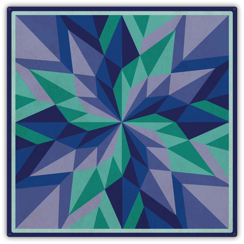 Starburst Blue 42 x 42 Custom Shape Metal Sign