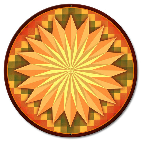 Multi Starburst Around The World 18 x 18 Custom Shape Metal Sign