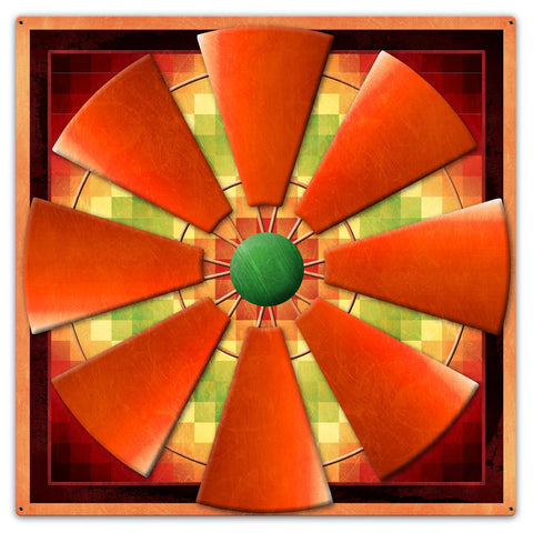 Windmill Quilt 36 x 36 Custom Shape Metal Sign