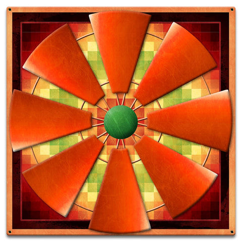 Windmill Quilt 18 x 18 Custom Shape Metal Sign