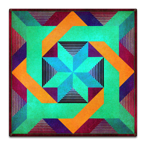 Burgundy Box in Box 18 x 18 Custom Shape Metal Sign