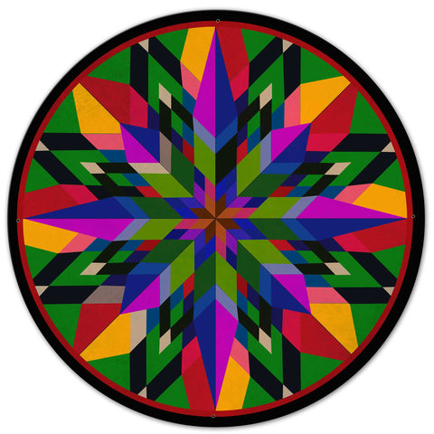 16 Point Star Colorful 42 x 42 Custom Shape Metal Sign