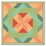 Box In Box Quilt Green 18 x 18 Custom Shape Metal Sign