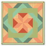 Box In Box Quilt Green 18 x 18 Custom Shape Metal Sign