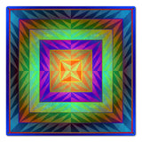 Reverse Triangle Quilt Blue Mag Orange 24 x 24 Custom Shape Metal Sign