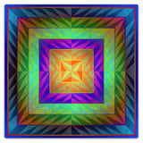 Reverse Triangle Quilt Blue Mag Orange 36 x 36 Custom Shape Metal Sign