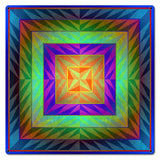 Reverse Triangle Quilt Blue Mag Orange 18 x 18 Custom Shape Metal Sign