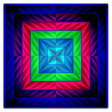 Reverse Triangle Quilt Blue Purple Green 36 x 36 Custom Shape Metal Sign