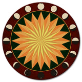 Moon Phases Hex Sign Multi Starburst Red Green 18 x 18 Custom Shape Metal Sign