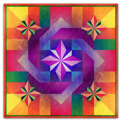 Five Square Orange Mag Quilt 36 x 36 Custom Shape Metal Sign