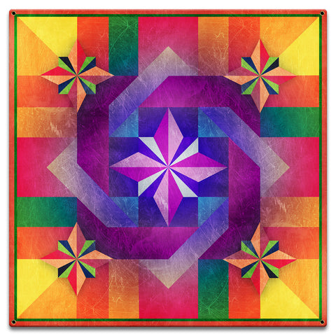 Five Square Orange Mag Quilt 18 x 18 Custom Shape Metal Sign