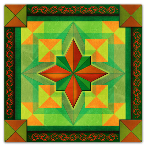 Box On Box Green Red 36 x 36 Custom Shape Metal Sign