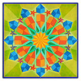 Twelve Point Quilt Green Blue Orange 36 x 36 Custom Shape Metal Sign
