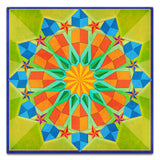 Twelve Point Quilt Green Blue Orange 18 x 18 Custom Shape Metal Sign