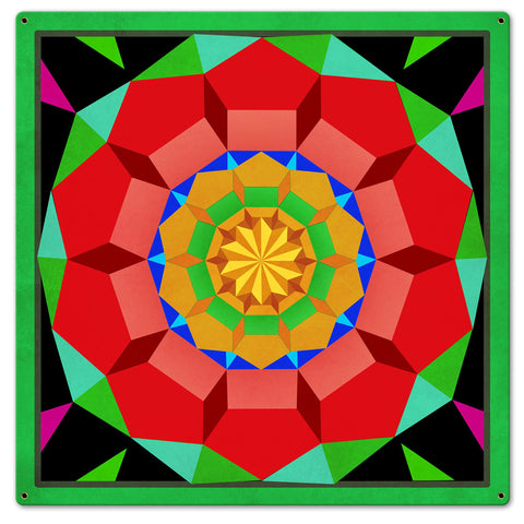 Pentagon Circle Quilt GBO 24 x 24 Custom Shape Metal Sign