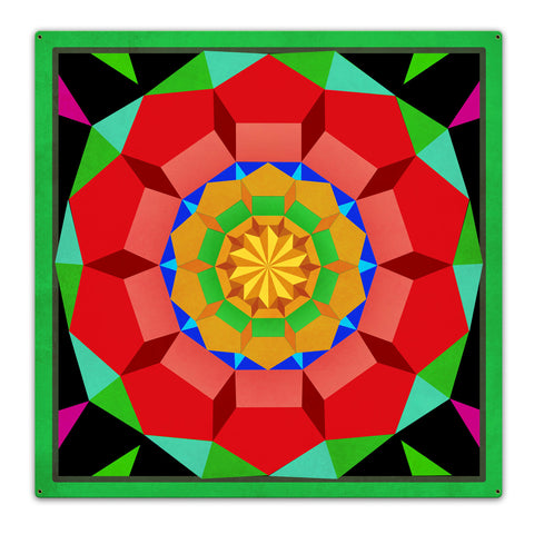 Pentagon Circle Quilt GBO 36 x 36 Custom Shape Metal Sign