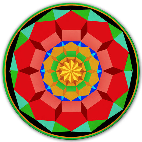 Pentagon Circle Quilt GBO 28 x 28 Round Metal Sign