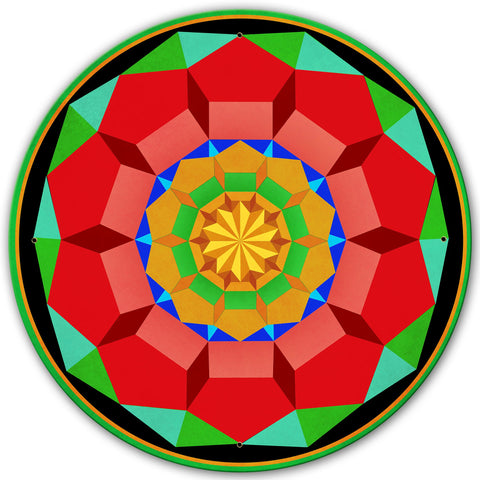 Pentagon Circle Quilt GBO 28 x 28 Round Metal Sign