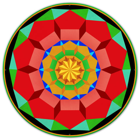 Pentagon Circle Quilt GBO 36 x 36 Custom Shape Metal Sign