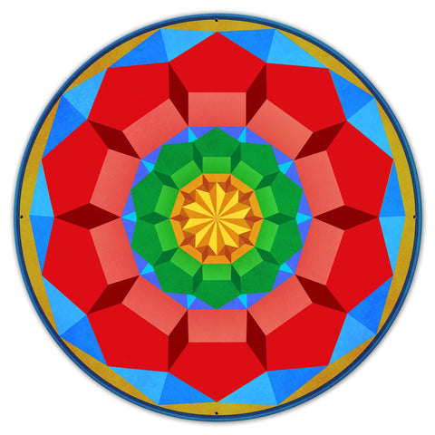 Pentagon Circle Quilt BRGY 36 x 36 Custom Shape Metal Sign