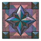 8 Point Quilt Earthtones Dark 24 x 24 Custom Shape Metal Sign