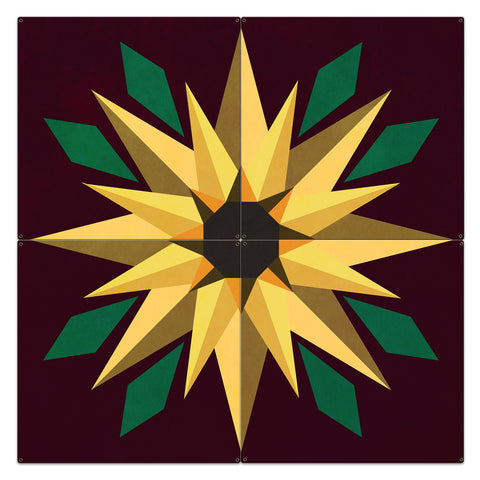 Sunflower Burgundy Bkgd 4pcs 48 x 48 Custom Shape Metal Sign