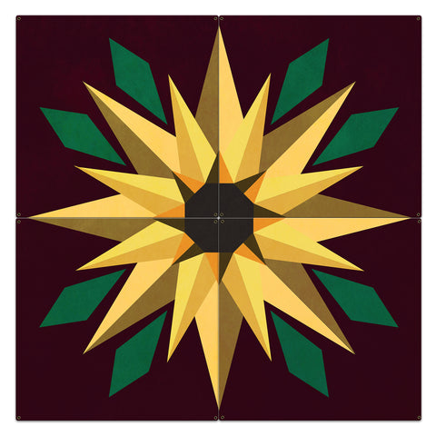 Sunflower Burgundy Bkgd 4pcs 48 x 48 Custom Shape Metal Sign