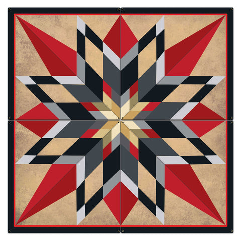 16 Point Star Red 4pcs 48 x 48 Custom Shape Metal Sign