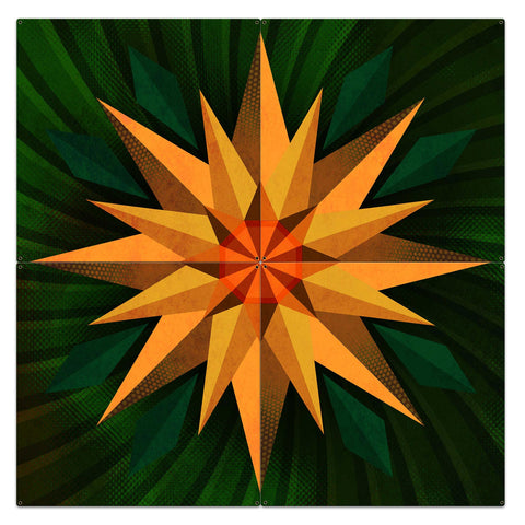 Sunflower Sphere Orange Green 4pcs 48 x 48 Custom Shape Metal Sign