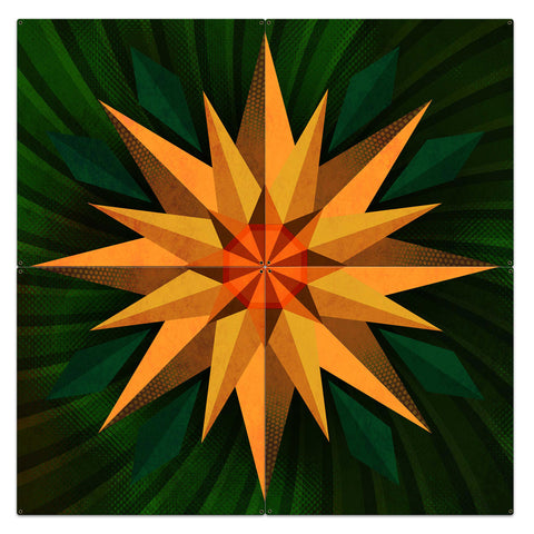 Sunflower Sphere Orange Green 4pcs 48 x 48 Custom Shape Metal Sign