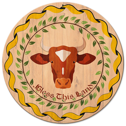 Cow Hex Sign 14 x 14 Round Metal Sign
