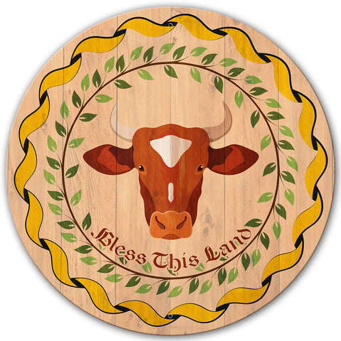 Cow Hex Sign 28 x 28 Round Metal Sign