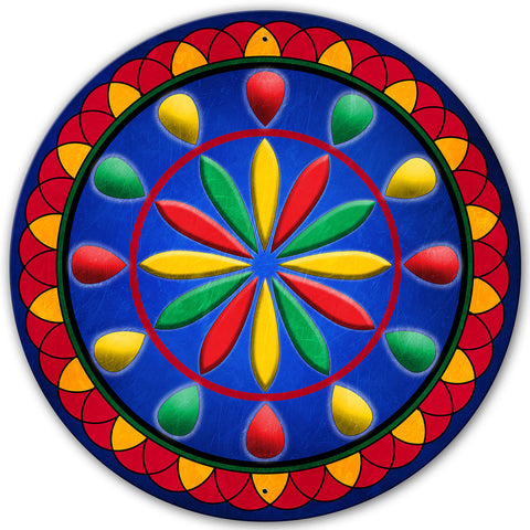 Daddy Hex Sign Blue Bkgd 28 x 28 Round Metal Sign