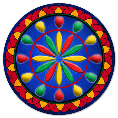 Daddy Hex Sign Blue Bkgd 36 x 36 Custom Shape Metal Sign