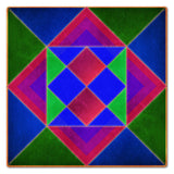 Squares And Triangles Blue Green 24 x 24 Custom Shape Metal Sign