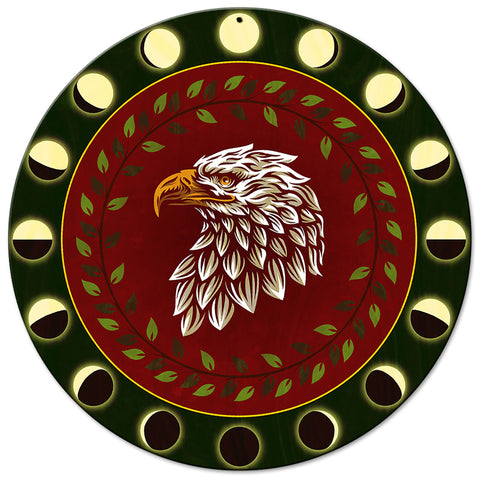 Eagle And Branches Hex Sign 14 x 14 Round Metal Sign
