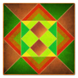 Squares And Triangles Orange Green Brown 24 x 24 Custom Shape Metal Sign